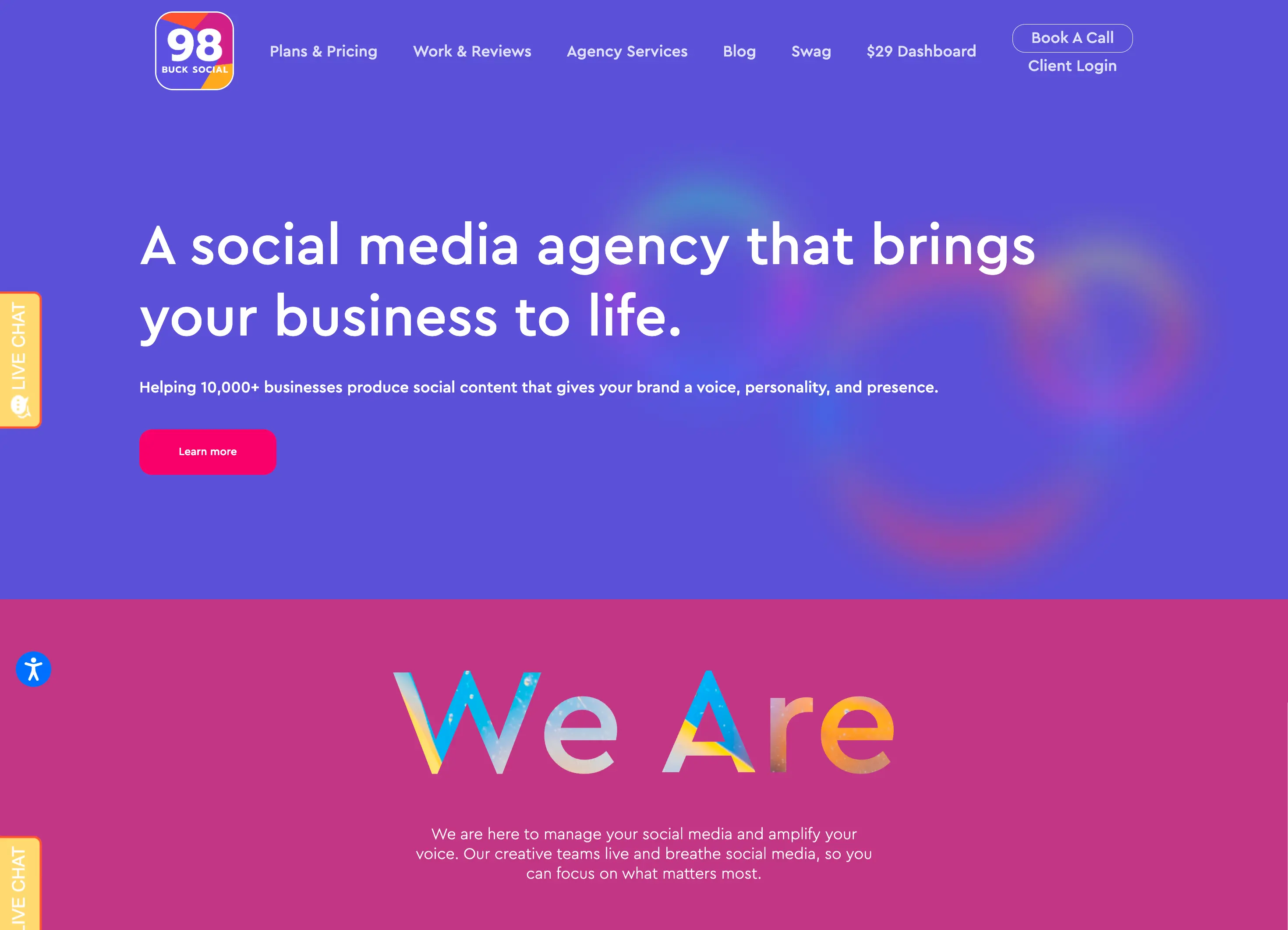 98 Buck Social website