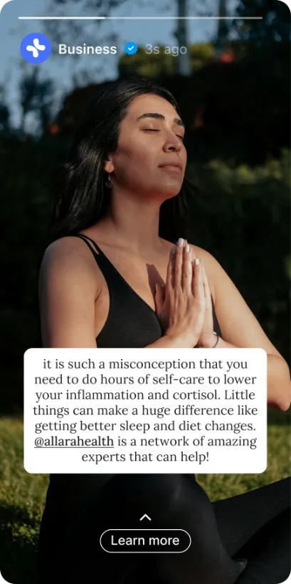 Instagram story, wellness