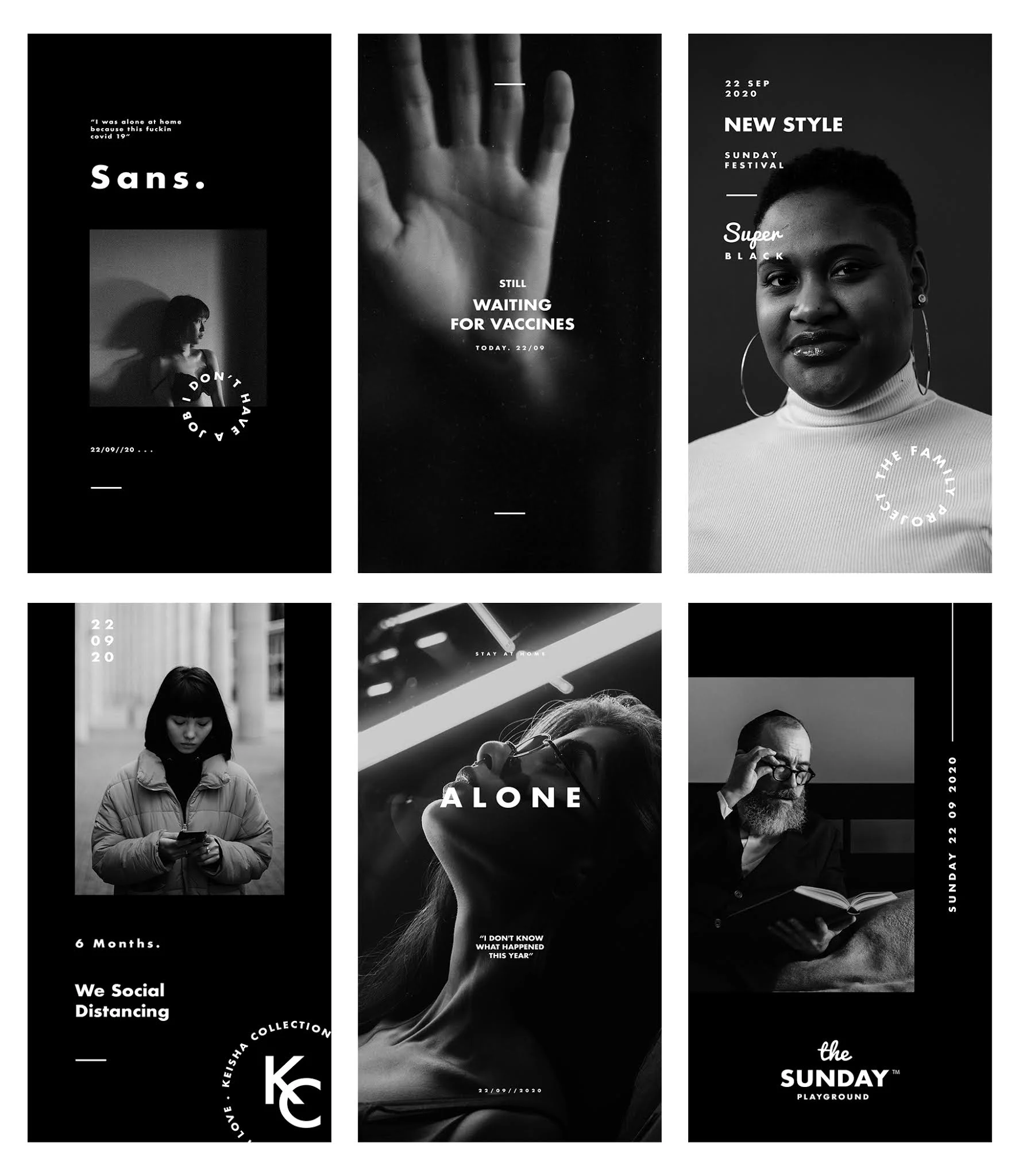 Monochrome Instagram story using single color palette with varying tones